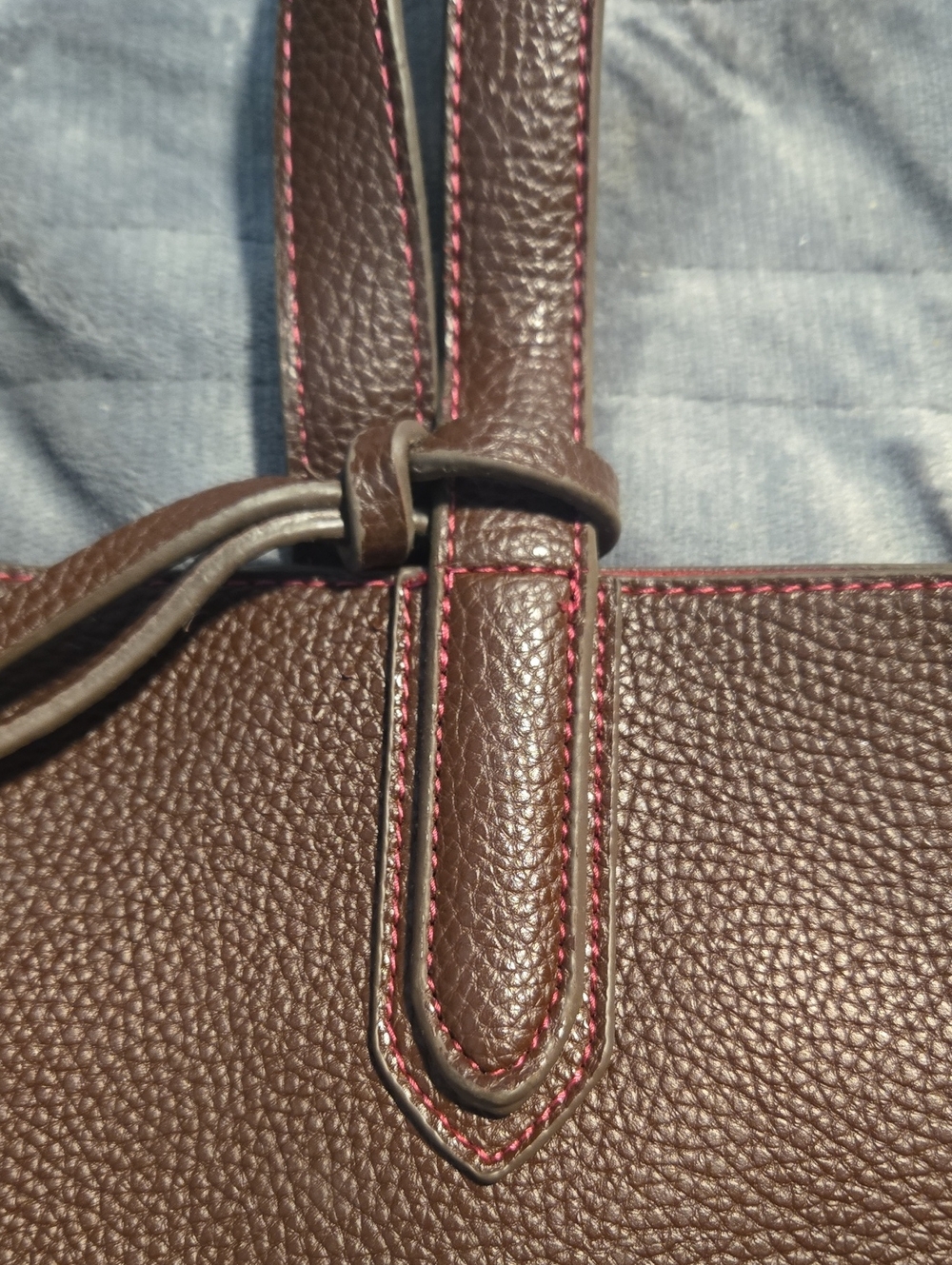 Tutilo-Brown Pebbled Vegan Leather "Carry the Day" Tote Bag W Satchel - Picture 5 of 13